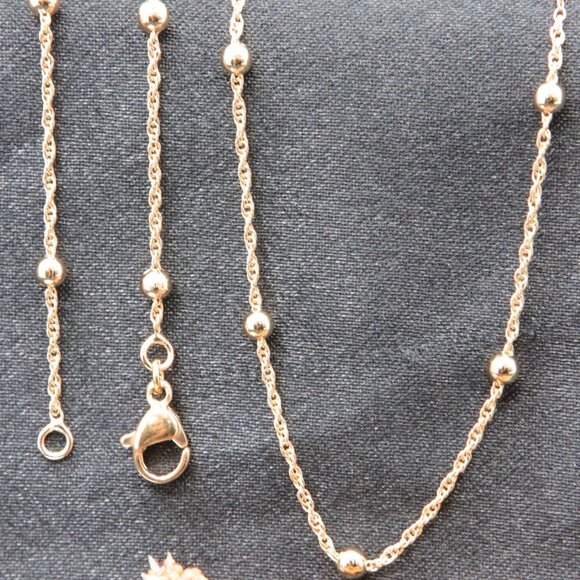 Rose Gold Beaded Chain Necklace with Twist Link – 19.7 Inch Length, XPNL0005 - Picture 2 of 12